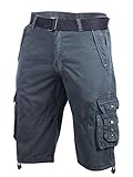 Trisens Cargo Shorts Kurze Hose Herren Short Bermuda mit GÜRTEL Baumwolle, Farbe:Dunkelblau, Größe:W38 /XXL