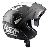 WESTT Torque Motorrad-Integralhelm I Motorradhelm schwarz-matt I Motorrad-Klapphelm I stoßfester Motorradhelm I Integralhelm Herren & Damen I Roller-Helm I ECE Zertifiziert (XL (61cm), Schwarz)