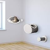 VOSS.PET Kletterlandschaft „cat Fun“ Kletterwand für Katzen Hängematte Kletterstufe Katzenhöhle Sisal Grau Weiß