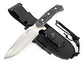JEO-TEC Nº15 Outdoor Camping Gürtelmesser Jagdmesser Überlebensmesser Survival Bushcraft Messer - Premium Qualität - Deutsche Stahl BÖHLER N690C - Lederscheide Feuerstahl Messerschärfer