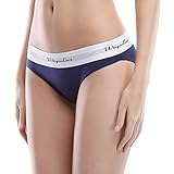 Wingslove Damen 3 er Pack Low Schnitt Bikini Slips Weich Bikini Alltags Hüftslip Panty Unterhose, Navy Blau, M