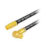 2m HB-DIGITAL HDTV Kupfer Antennenkabel für DVB-C Kabelreceiver IEC Antennenanschluss VERGOLDET 5X geschirmt 135dB Stecker, Buchse um 90° Grad gewinkelt Koaxial Kabel 1080p Full HD UHD Ultra schwarz