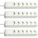 Brennenstuhl Eco-Line 6-Fach Steckdosenleiste (Steckerleiste mit Kindersicherung und 1,5 m Kabel) weiß (weiß, 4 Stück)