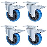 FIXKIT 4 Stück Transportrollen 100MM Lenkrollen mit 4 Bremse aus Polyurethan, Tragkraft 450kg