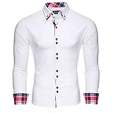 Reslad Herren Hemd Slim Fit Bügelleicht Ideal für Anzug, Business, Hochzeit | Freizeithemd Langarm Männer-Hemden RS-7015 Weiß 2XL