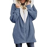 yazidan Damen Winter Warm Mantel, Fleece Wintermantel, Damen Plüschjacke Winter Mantel, Damen Winter Hoodies Strickjacke, Frauen Elegante Kapuzen-Jacke Outwear, Frauen Elegant Cardigan Kuscheljacke