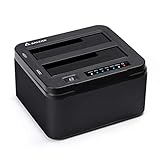 Salcar USB 3.0 Offline Klon Dockingstation mit 2 Einschüben optimiert für HDD/SSD Festplatte 2,5 und 3,5 Zoll SATA III inklusive USB 3.0 Kabel und 12V 3A Netzteil unterstützt 2x8TB Aluminium (Schwarz)