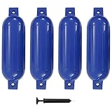 vidaXL 4X Bootsfender mit Pumpe Fender Langfender für Boot Prallschutz Rammschutz Bootschutz Stegfender Kugelfender Blau 41x11,5cm PVC