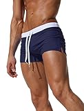 Ateid Herren Badehose Kurze Schwimmhose Boxer Badepants, Dunkelblau XL