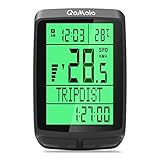 Qomolo Fahrradcomputer Kabellos, LED Fahrrad Computer Bicycle Computer IPX6 Wasserdicht Radcomputer Wireless Kilometerzähler Fahrrad Tachometer für Radsport Speed Track Distanz