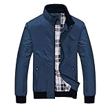 Allthemen Herren Jacke mit Stehkragen Übergangsjacke Herbst Freizeit Sportjacke Bomberjacke #1268 Blau M