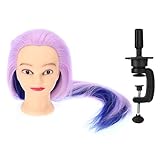 Cocoarm Trainingsköpfe Perückenkopf Zwei Farben Friseur Praxis Kopf Puppenkopf Übungskopf Friseurkopf Ausbildung Kopf mit Klemme (Purple + Sapphire)