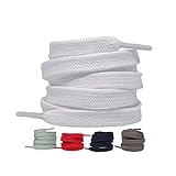 LaceHype 2 Paar - Premium Flache Schnürsenkel reißfeste Schuhbänder [10 mm breit ] Ersatz Shoelaces aus Polyester für Sneakers, Sportschuhe, Laufschuhe, Turnschuhe (Weiß, 150)