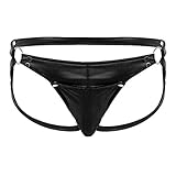 iEFiEL Männer Slip Unterhose Herren Unterwäsche Tanga Briefs Ouvert-String Dessous (XL, C Schwarz)