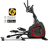 AsVIVA Ellipsentrainer, Ergomete, APP-Bluetooth Steuerung, integrierte Handpulssensoren, Heimtrainer, elliptischer Bewegungsablauf, XL Anti-Rutsch Pedale, 18kg Schwungmasse