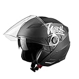 WESTT Jet Motorrad-Helm I Motorradhelm schwarz-matt I Rollerhelm mit Doppelvisier I Jethelm Herren & Damen I atmungsaktiver Mopedhelm I stoßfester Motorradhelm I ECE Zertifiziert I Größe XL