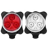 USB Wiederaufladbare Fahrradbeleuchtung,wasserdichte Fahrradrücklicht LED Aufladbar,Frontlicht Rücklicht Set,2 Stück Sicherheitslicht mit 3 modi
