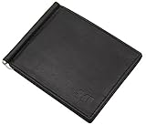 myledershop Kalbsleder Dollarclip Geldbörse/Geldbeutel/Portemonnaie/Portmonaise/Geldtasche/Portmonee/Kreditkartenetui mit Geldklammer in Schwarz oder Braun (Schwarz)