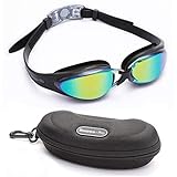 BEZZEE PRO Schwimmbrille - UV Geschützte Spiegelbrille - Farbige Linse mit Aufbewahrungskoffer und Verstellbarem Silikonarmband zum Männer, Frauen, Erwachsene, 10+ Jahr Kinder