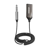UGREEN Bluetooth Adapter Auto Aux, KFZ USB Bluetooth Empfänger mit Bluetooth 5.0 kompatibel mit Auto Audio System, Speaker, Amplifier, Smartphone, PC usw.