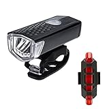 Alwayswin LED Fahrradlicht Set, Fahrrad Licht StVZO Zugelassen Fahrradbeleuchtung USB Wiederaufladbare Set Wasserdicht Frontlicht Rücklicht