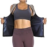 HOMETA Saunaanzug Sweatweste für Frauen Taille Trainer Weste Reißverschluss Polymer Sweat Tank Top Body Shaper Workout Shirt, Damen, grau, X-Large