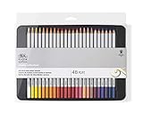 Winsor & Newton 490014 präzisions Künstlerfarbstifte im Set, 48 lebendige Farben, hochwertige Künstlerpigmente für farbkräftiges Malen in mehreren Schichten, höchste Farbbrillanz, bruchsicher