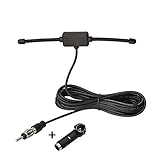 Eightwood Autoradio Antenne FM Car Radio Antenne Radio Patch Windschutzscheiben Paste Antenne FM 3m Kabel + DIN Buchse 41585 auf ISO Adapter für Autos Radio LKWs Universal MEHRWEG
