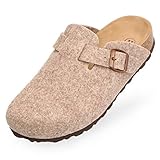 BOnova Wesel: Filzpantoffel in beige, Größe 38. Hausschuhe aus weichem Wollfilz, mit Kork-Fußbett, hergestellt in der EU