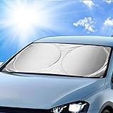 Orlegol Auto Sonnenschutz Frontscheibe, Sonnenblende Auto Frontscheibe, Sonnenschutz Windschutzscheibe, Auto Sonnenblende UV-Schutz, Universal Frontscheibenabdeckung für Kinder, Hunde, Babys -160x86cm