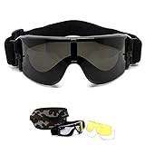 Bemodst X800 Military Tactical Schutzbrille Armee Wind Proof UV Schutz Helm Schutzbrille mit 3 Farben austauschbar Objektiv für Motorrad Radfahren Airsoft Paintball Planspiel Shooting Jagd