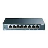 TP-Link TL-SG108 V3 8-Ports Gigabit Netzwerk Switch (bis 2000MBit/s im Vollduplexmodus, geschirmte RJ-45 Ports, Metallgehäuse, optimiert Datenverkehr, IGMP-Snooping, unmanaged) blau metallic