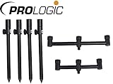 Prologic Black Fire Buzz & Sticks 3 Rods Kit- Bankstick & Buzzer Bar Set für 3 Karpfenruten, Rutenhalter zum Karpfenangeln