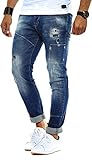Leif Nelson Herren Jeans Hose Slim Fit Denim Blaue graue Lange Jeanshose für Männer Coole Jungen weiße Stretch Freizeithose Schwarze Cargo Chino Sommer Winter Basic LN9925BL Blau W33/L32