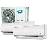 DUO SPLIT 12000+12000 30+30 m² KLIMAANLAGE DILOC KOMPRESSOR SHARP WIFI R32