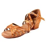 DoGeek Weich Damen Tanzschuhe Schwarz Braun Standard Latin Dance für Mädchen (Bitte bestellen Sie eine Nummer grösser) 24-40