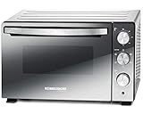 Rommelsbacher BGS Back & Grill Ofen - energiesparend & effizient, Backraum antihaftbeschichtet, 6 Heizarten, Drehspieß, 120 Min. Zeitschaltuhr, Doppelverglasung, silber, 1500 W, Edelstahl, 30 liters