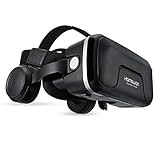 HAMSWAN 3D VR Brille Virtual Reality Brille mit eingebautem Headset 120 Grad FOV und Multifunktionsknopf Kompatibel mit iPhone, Samsung und Anderen 4.0'-6.0' Smartphones