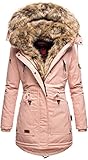 Navahoo warme Damen Winter Jacke Parka lang Mantel Winterjacke Fell Kragen B380 [B380-Daria-Rosa-Gr.M]