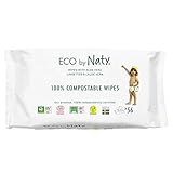Eco by Naty Aloe Vera Baby-Feuchttücher, 672 Stück (12 Packungen mit je 56), pflanzliche kompostierbare Feuchttücher, 0% Plastik, Frei von gefährlichen Chemikalien
