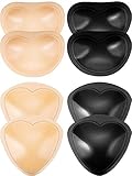 4 Paar Selbstklebende BH Pads Einlagen Abnehmbare Hochdrücken Brustvergrößerer für Bikini, 2 Formen (Schwarz und Beige)