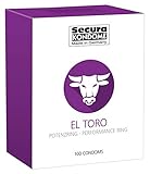 Secura El Toro 100er Kondome - 100 Präservative zur Verhütung ohne Hormone für Männer, integrierter Potenzring, längere Erektion
