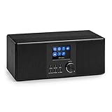auna Connect 120 BK - Internetradio, Digitalradio, WLAN-Radio, Netzwerkplayer, DAB/DAB+ / UKW-Tuner mit RDS, Bluetooth, USB, MP3, AUX, Sleep-Timer, Farbdisplay, Uhrzeitanzeige, schwarz