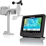 Bresser Wetterstation Funk mit Außensensor WLAN Wetter Center 5-in-1 mit 5,7 Zoll Farb-Display und Außensensor für Temperatur, Luftfeuchtigkeit, Wind, Luftdruck, Niederschlag (Regenmesser), Schwarz