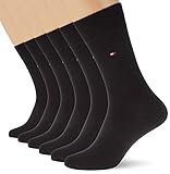 Tommy Hilfiger Mens Classic Men's Multipack 6 Pack Casual Sock, Black, 43/46