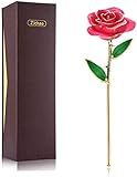 ZJchao 24K Gold Rose, Echte Rose vergoldete Rose Blume Ewige Rose, Geburtstagsgeschenk Valentinstagsgeschenke Jahrestag Geschenke für Frau, 12 Zoll mit exquisiter Verpackung und Zertifikat (009-Rosa)