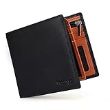 Vemingo Herren Geldbeutel Geldbörse mit Münzfach und Sichtfenster | RFID Blocker Brieftasche Karten Portemonnaie Brieftasche Portmonee für Männer XB-037 Schwarz-Orange