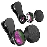 Mpow 3-in-1-Handy-Kameraobjektiv, 180° Fischauge objektiv, 10X Makroobjektiv und 0,4X Weitwinkelobjektiv (zusammengeschraubt), HD-Objektiv-Satz Kompatibel für iPhone XR, iPhone 8, iPhone 7, iPhone 6s
