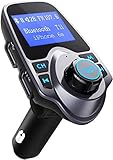 VicTsing Bluetooth FM Transmitter Radio Adapter für IOS Android, Schwarz/Grau