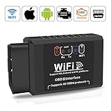 Qhui OBD2 Diagnosegerät WiFi Adapter für Alle Fahrzeuge OBD Auto Stecker, OBD2 KFZ Fehler-Code Reader für IOS Android Windows iPhone Smartphone Tablet